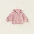 Veste à capuche rose pour filles en coton doux avec fermeture éclair et bords-côtes - 80 / Hauts / Rose