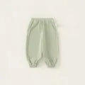 Kids light green ribbed joggers with elastic waist and cuffed ankles for casual wear - 80 / Sweatpants / Green