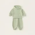 Kids mint green hooded sweatshirt and jogger pants set made of soft cotton fabric - 80 / Set / Green