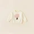 Maglione in maglia bianco crema per bambini con simpatico motivo a fungo rosa sul davanti - 100 / Bianco Sporco