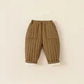 Pantalones de invierno acolchados para niños en camel oscuro con forro de felpa - Caqui / 80