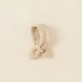 Kids warm beige knitted scarf with a minimalist cross-knot design and ribbed texture - One Size / Cream White