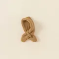 Kids knitted ribbed scarf in camel brown with a convenient cross-loop design - One Size / Khaki