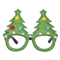 Kerstfeestbril met groene glitter kerstbomen en kleurrijke pompons voor decoratie - Kerstboom
