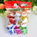 Set van 6 kleurrijke glitter mini kerstman hangers voor feestelijke kerstboom decoratie - Veelkleurig