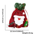 Sac cadeau de Noël à cordon 29,5x22,5cm avec Père Noël 3D et motifs de flocons de neige - Sac Père Noël