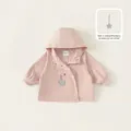 Roze windjack met capuchon voor meisjes met ritssluiting en sterrenhanger - 80 / Roze (Met Accessoire)