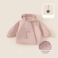 Giacca invernale rosa imbottita con cappuccio da bambina e ciondolo a stella - Rosa / 80