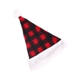 Gorro de Navidad con clásico patrón de cuadros rojos y negros y borde de felpa blanca - Gorro de Navidad de cuadros rojos