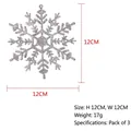 Pendaglio fiocco di neve glitter argento 12cm per decorazioni natalizie set da 3 - Argento