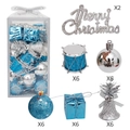 32-piece blue and silver Christmas tree ornament set with bells, balls and gift boxes - Silver & Blue