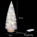 Mini albero di Natale bianco LED con base in legno e porta batterie, 21 cm altezza - Albero di Natale Bianco Altezza 21cm