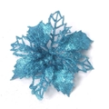 Sparkling sky blue glitter artificial Christmas flower with hollow petals for tree decor - 10CM Blue Christmas Flower