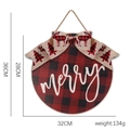 Christmas buffalo plaid wooden door sign with merry text and reindeer bow decoration - Sign With Bowknot / Merry Letter Sign