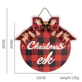 Round buffalo plaid Christmas door sign with reindeer bow and festive elk text decoration - Sign With Bowknot / Red And Black Plaid Elk Sign