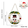 Round wooden snowman Christmas door hanging decoration with black hat and festive ornaments - Snowman Top Hat Style