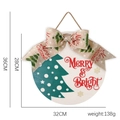 Round wooden Christmas door sign with red Merry and Bright lettering and burlap bow - Sign With Bowknot / Merry & Bright Sign