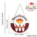 Christmas round wooden sign with festive gnomes, red buffalo plaid, and gold bells decor - Three Gnomes Bell Style