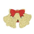 Pince à cheveux de Noël avec cloches dorées, nœud rouge et finition pailletée brillante - Broche Cloches Lumineuses