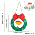 Christmas wooden door wreath with red bow and bells, green wood grain with snowflake patterns - Bells Bow