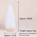 Mini albero di Natale bianco con aghi di pino e base in legno alto circa 30 cm - 30cm / Bianco