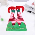 Cappello natalizio gambe da elfo a strisce rosse e bianche con bordo verde per feste - Cappello da Elfo