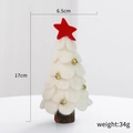 Mini sapin de Noël en feutre de laine blanc avec étoile rouge et clochettes - Petit Blanc