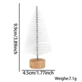 White frosted mini Christmas tree on wood base, size 9.9cm for holiday desk decor - 10CM White
