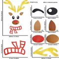DIY Christmas Reindeer door decals kit with golden glitter antlers and red nose dimensions - Golden Antler Reindeer / Includes 60 Glue Points