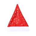Bonnet de Noël rouge classique avec flocons d'or et bordure en fausse fourrure blanche - Style Flocon de Neige