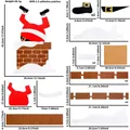 Christmas DIY felt snowman door sticker kit showing detailed size chart and dimensions - Santa in Chimney / Includes 60 Glue Points