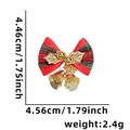 Mini fiocco natalizio scozzese rosso e verde con campanellini e foglie dorate - Quadretti Foglia Oro