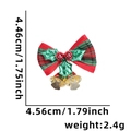 Mini fiocco natalizio scozzese con foglie di agrifoglio e campane d'oro, 4,5 cm - Quadretti Foglia Verde