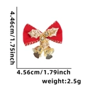 Fiocco natalizio in velluto rosso con foglie dorate e campanelli da 4,5 cm - Velluto Foglia Oro
