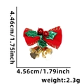 Fiocco di Natale rosso con bordo dorato, foglie verdi, campanelli e misure di 4,5cm - Velluto Foglia Verde