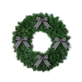 Couronne de noël en aiguilles de pin avec quatre nœuds vichy noirs et blancs - Carreaux Noirs et Blancs