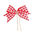Nœud décoratif à carreaux rouge et blanc avec ficelle de jute pour sapin de Noël - Nœud à Carreaux Rouge et Blanc