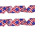 Independence Day ribbon with red stripes and blue stars for patriotic party decor - Blue Pentagram / 1m