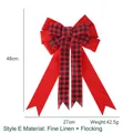 Large 48x27cm Christmas bow in red velvet and buffalo plaid fabric for tree decor - Style E