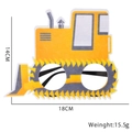 Construction party glasses in yellow excavator shape with 18cm width for kids birthday - Bulldozer Style