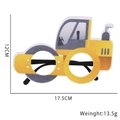Yellow construction steam roller party glasses for kids birthday party 17.5x12cm - Road Roller Style
