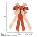 Red and natural burlap Christmas bow ornament measuring 51.5cm by 28cm for tree decor - Style H
