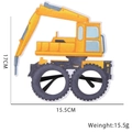 Yellow excavator construction party glasses with measurement details for birthday decor - Crusher Style