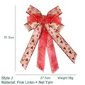Christmas bow decoration in red and gold linen with Merry Christmas text 51.5cm - Style J