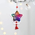 Stella di Natale con paillettes colorate, campanellino rosso e corda di canapa rustica - Stile Stella Colorata