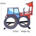 Construction party glasses with orange bulldozer and blue excavator design for kids - Excavator Style