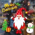 Christmas window decals set featuring Santa gnome, festive tree, and cute snowman stickers - Christmas Gnome Snowman Style (HYC 009)