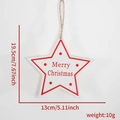 Vista detallada de adorno de estrella de madera navideño de 19,5 cm por 13 cm - Colgante Estrella Roja