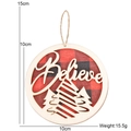 Ornamento natalizio in legno scozzese con testo Believe e sagoma di pino - 10cm*10cm / Base Rossa Lettera Albero A