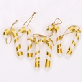 Set of 6 white and gold candy cane ornaments with golden hanging strings for Christmas tree - Gold